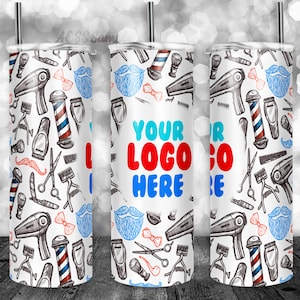 Design de gobelet de barbier – Emballage PNG fin pour sublimation, 20 oz pour barbiers