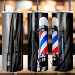 Gobelet mince 20 oz Barber Pole Design sublimation - Emballage PNG pour barbiers