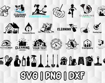Puede incluir: Un conjunto de 24 diseños de logotipos de servicio de limpieza en blanco y negro. Los logotipos presentan varias herramientas de limpieza, como escobas, mopas, cubos y botellas de spray. El texto "SERVICIO DE LIMPIEZA" aparece en varios de los logotipos. Los logotipos son adecuados para usar en tarjetas de presentación, sitios web y redes sociales.