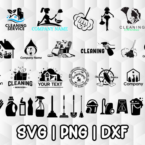 Cleaning Service SVG Bundle - Png, Dxf Bmp - Flower Svg - Cricut, Silhouette, Cut File, Laser Engrave File - Instant Download - Maid Service