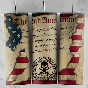 2nd Amendment Tumbler Design, 20oz Skinny Tumbler Wrap, Tumbler Template, PNG Digital Download, Great for Sublimation or Wraps. America PNG