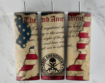 2nd Amendment Tumbler Design, 20oz Skinny Tumbler Wrap, Tumbler Template, PNG Digital Download, Great for Sublimation or Wraps. America PNG