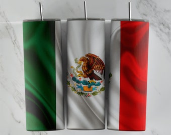 Mexican Flag Tumbler Design, 20oz Skinny Tumbler Wrap, Tumbler Template, PNG Digital Download, Great for Sublimation or Wraps, Mexico