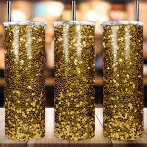 Tumbler con glitter oro – 20oz Skinny Sublimation PNG Wrap per bicchieri glamour