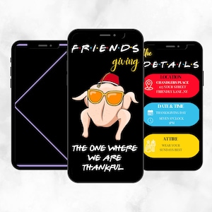 Animated Friendsgiving Invitations, Thanksgiving Invite, Thanksgiving Friends Digital Invite Template, Instant Download, FB2