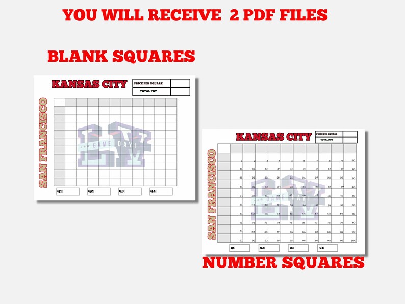 Football Super Bowl Square Game 2024, Super Bowl Boxes, Football