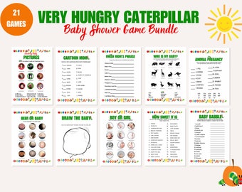 Very Hungry Caterpillar, Shower Game Bundle, Printable, Instant Download, Gender Neutral Baby Shower Games,Trivia Games, Baby Shower