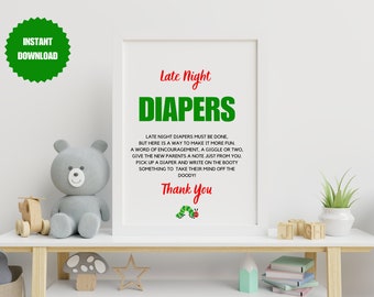 Los pañales nocturnos de la oruga hambrienta, letrero de baby shower, juego de baby shower imprimible, oruga muy hambrienta, juegos de baby shower