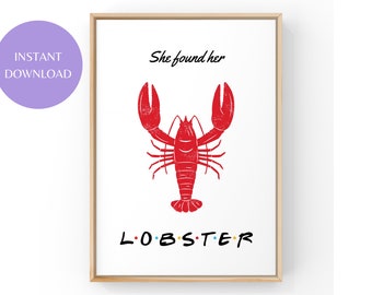 Vrienden vrijgezellenfeestbord, She Found Her Lobster (digitale download)