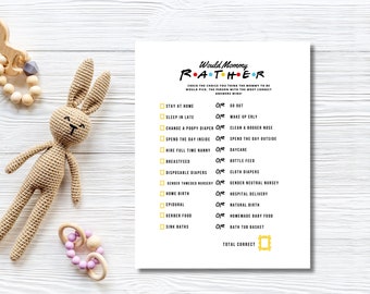 Friends Themed Would Mommy Rather Baby Shower Game,  Who Knows Mommy Best, Baby Shower Game Printable, Instant Download