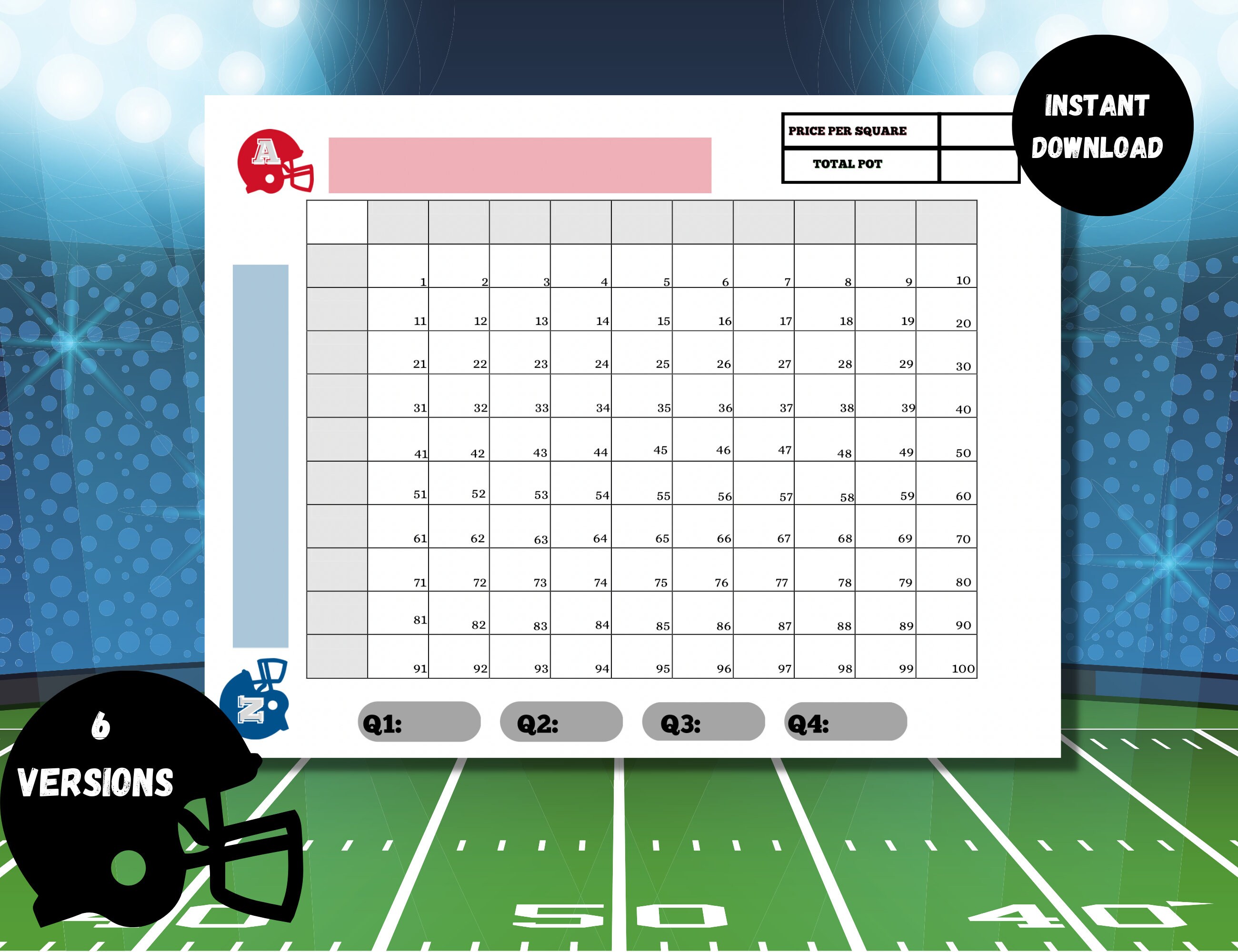Football Super Bowl Square Game 2023, Super Bowl Boxes, Football Football Super Bowl Square Game 2023, Super Bowl Boxes, Football