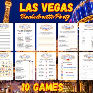 Paquete de juegos de despedida de soltera con temática de Las Vegas, Sin City, Vegas, juegos imprimibles, juegos de beber, emoji sucio, despedida de soltera, juegos de despedida de soltera