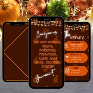 Animated Funny Thanksgiving  Invitation, Digital Thanksgiving Party Invitation,Friendsgiving Evite,  Invite, Digital Invitation