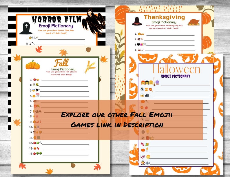 Halloween Horror Movie Emoji Pictionary, Costume Party, Emoji Game, Fun