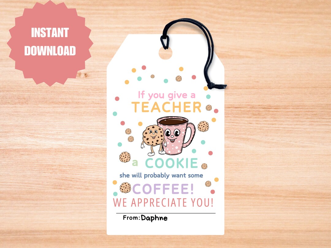 Teacher Appreciation Gift Tag, Printable Thank You (digital Download ...