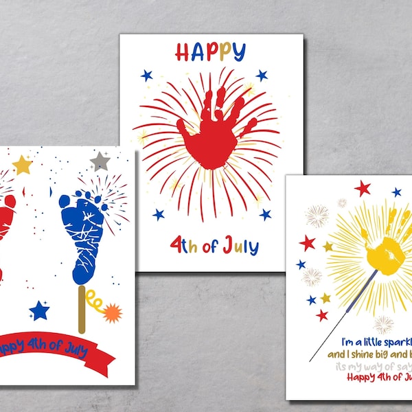 Independence Day handafdruk kunst, bundel, Mijn eerste 4 juli, Preschool Crafts voor Baby, Kids Peuter, 4 juli, Instant Download DIY