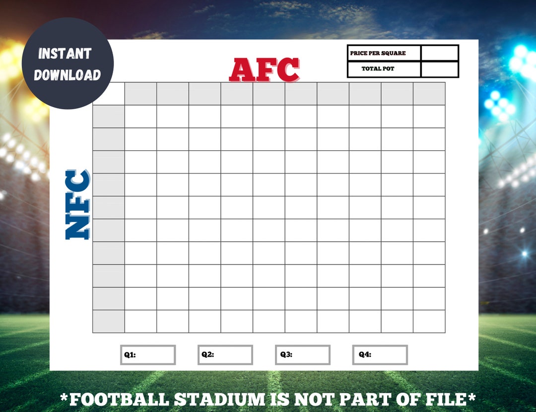 Football Super Bowl Square Game 2024, Super Bowl Boxes, Football