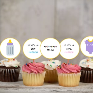 Friends Cupcake Toppers, Baby Shower, Friendsgiving, Cupcake Decor, Instant Download, Food Label Printable, Friends Themed Decor