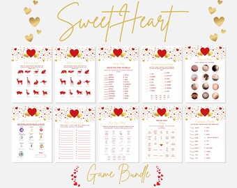 Valentine Baby Shower Game Bundle,  Printable, Sweetheart Shower, Instant Download, Printable,  Love and Hearts Baby shower