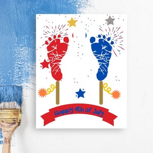 Art de l&#39;empreinte Sparkler | 4 juillet | Jour de l&#39;Indépendance | Amérique | Artisanat pour enfants| Décor| Bébé| Tout-petits| Bricolage préscolaire | Artisanat de vacances