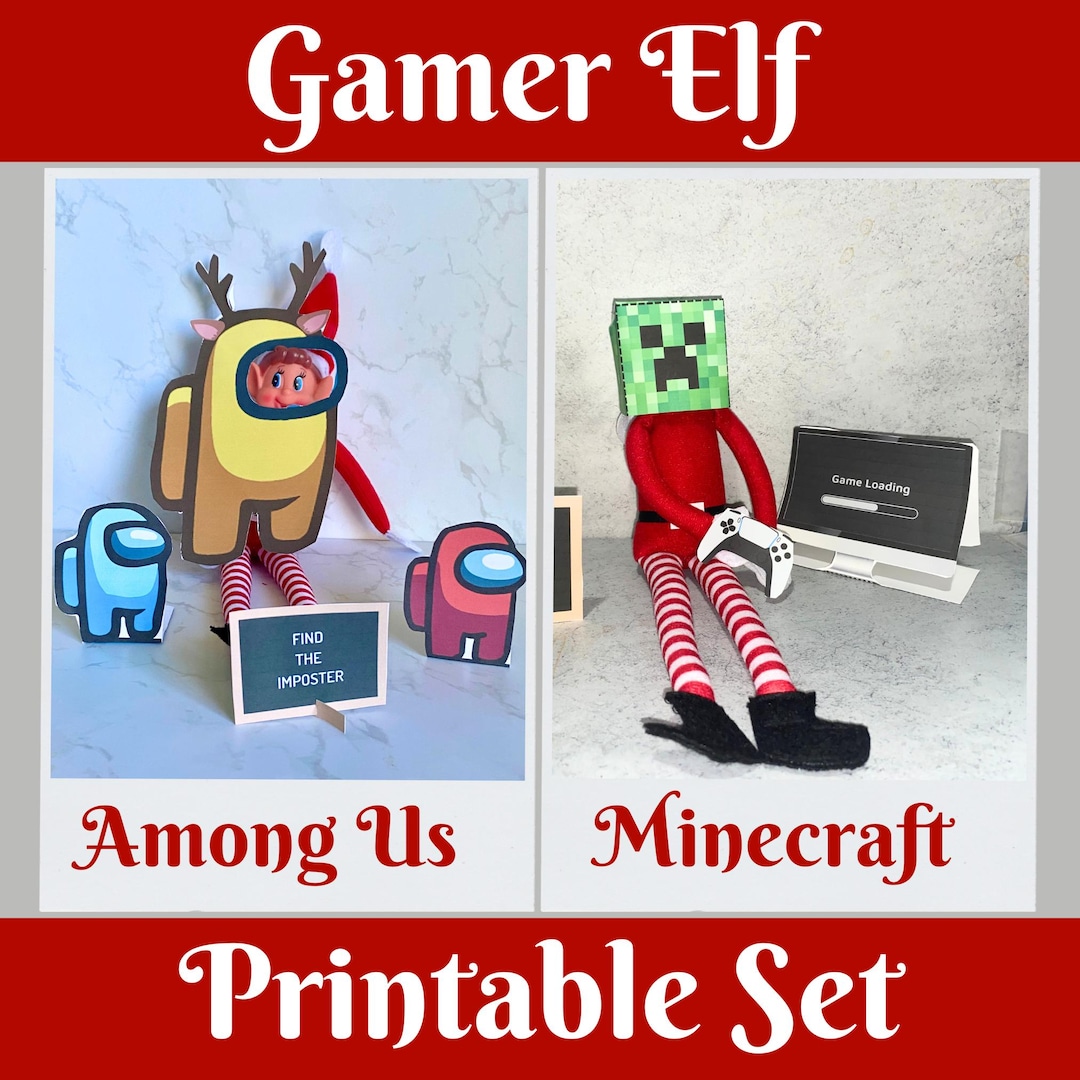 Printable Elf Video Gamer, Elf Creeper, Elf Among Us, Elf Accessories