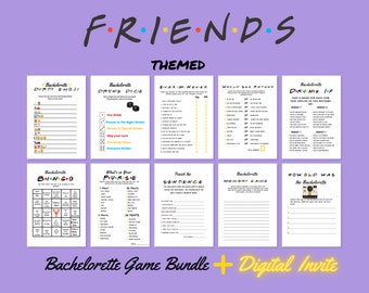 Friends Themed Bachelorette Party Games Bundle,Friends TV Show ,Printable Games Drinking Games,Dirty Emoji,Hen Party, Bridal Shower games