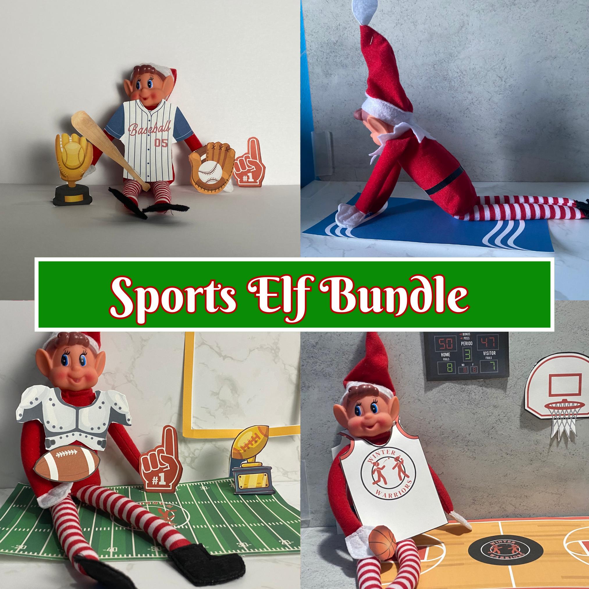 Printable Sports Elf Bundle, Baseball, Yoga, Basketball, Football ...