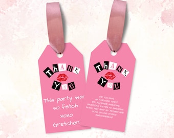 Editable Pink Party Thank You Tags, Movie Theme (Instant Download)