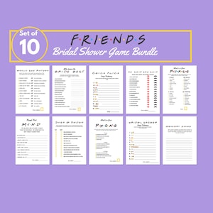 Friends Themed Bridal Shower Party Games Bundle, Friends TV Show ,Printable Games,Hen Party, , Set of 10, Wedding Shower, Instant Download