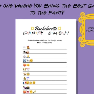 Jogo Dirty Emoji Pictionary, Jogos de despedida de solteira de amigos, Emoji Pictionary, Jogos de despedida de solteira, Jogos de noiva para impressão, Jogos divertidos