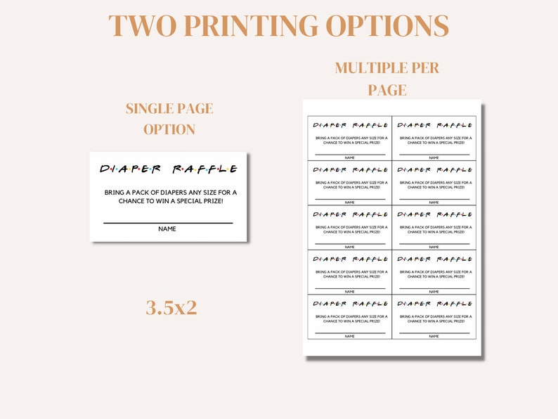 HerZii Prints Diaper Raffle Cards - 3.5x2 Inch White Baby Shower Game Tickets Pack Of 50