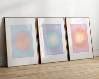 Angel Aura Numbers Digital Print Trio, Printable wall decor