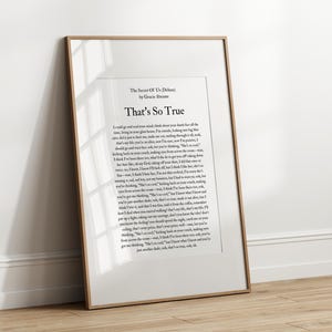 That&#39;s So True Lyrics Digital Print, Gracie Abrams Themed Digital print, The Secret Of Us (Deluxe)
