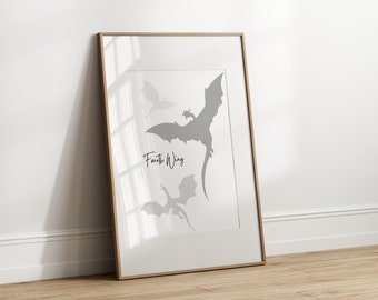 Vierter Flügel Drache Kunstdruck, Buchliebhaber Fan Art (Digitaler Download)