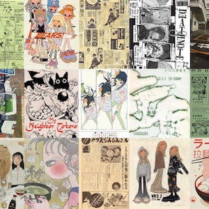 50 PCS~ IAesthetic/ minimalist Anime Collage Kit (DIGITAL DOWNLOAD) |Pinterest Prints | Aesthetic Collage Kit| Anime wall |Manga wall