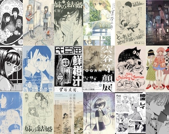 Könnte beinhalten: Eine Collage aus 16 verschiedenen Bildern mit Illustrationen im Anime-Stil. Die Bilder sind größtenteils schwarzweiß, einige mit Farbakzenten. Die Bilder zeigen verschiedene Szenen, darunter eine Frau mit einer Gitarre, eine Frau mit einer Katze und eine Frau mit einer Flasche Saft. Der Text in den Bildern ist in Japanisch.