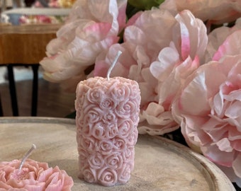 Pillar of Roses, 100% Natural Soy Wax, Decorative candles, Minimalist decor