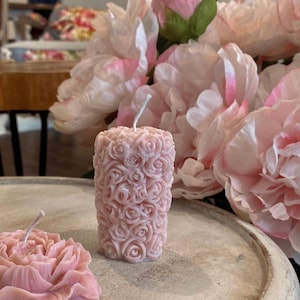 Pillar of Roses, 100% Natural Soy Wax, Decorative candles, Minimalist decor