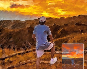 Aangepaste portretschildering van foto, gepersonaliseerde canvaskunst, jubileumcadeau