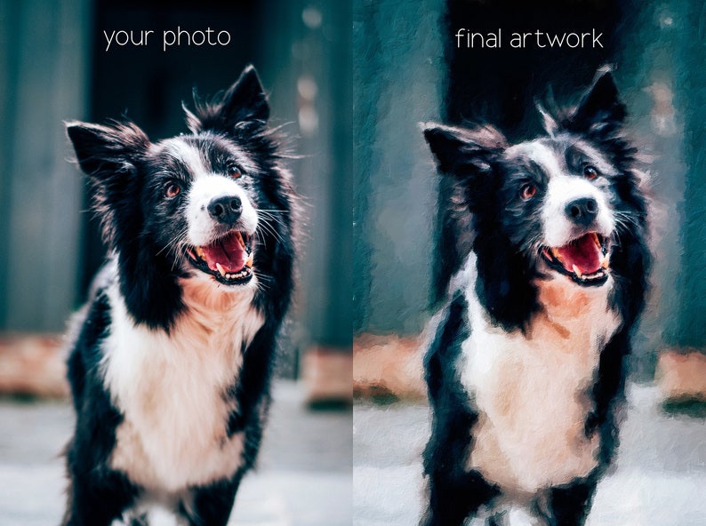 Benutzerdefinierte Haustiergemälde vom Foto Hundeporträt-Denkmalgeschenk für Tierliebhaber-Personalisierte Haustiermalerei Gedruckt auf Leinwand, fertig zum Aufhängen Bild 7