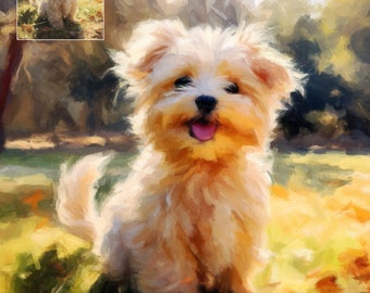 写真からのカスタム絵画、写真からのペットの肖像画、キャンバスに印刷された風景画、犬/猫の記念絵画、デジタルプリント