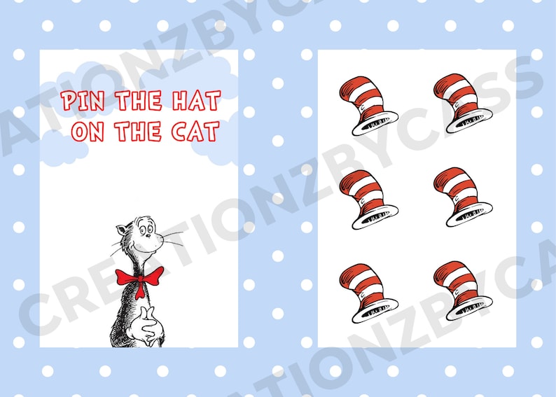Cat in the Hat Dr. Seusspin the Hat on the Cat Game Posterdr. Seuss
