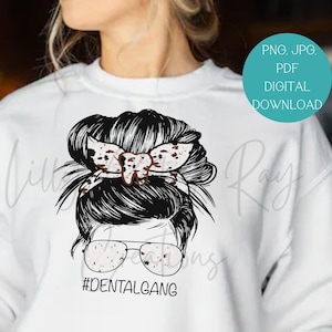 Grupo dental, pão bagunçado, presentes para consultório odontológico, download instantâneo, arquivo Png Jpg Pdf, download de designs de sublimação
