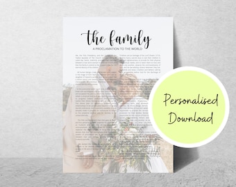 Arte personalizada para proclamação da família: presente SUD personalizado (download digital)
