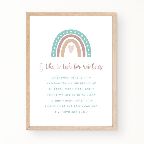 I Like To Look For Rainbows | LDS Primary Song Digital Print Wall Art |  PNG File Instant Download | Baptism Gift