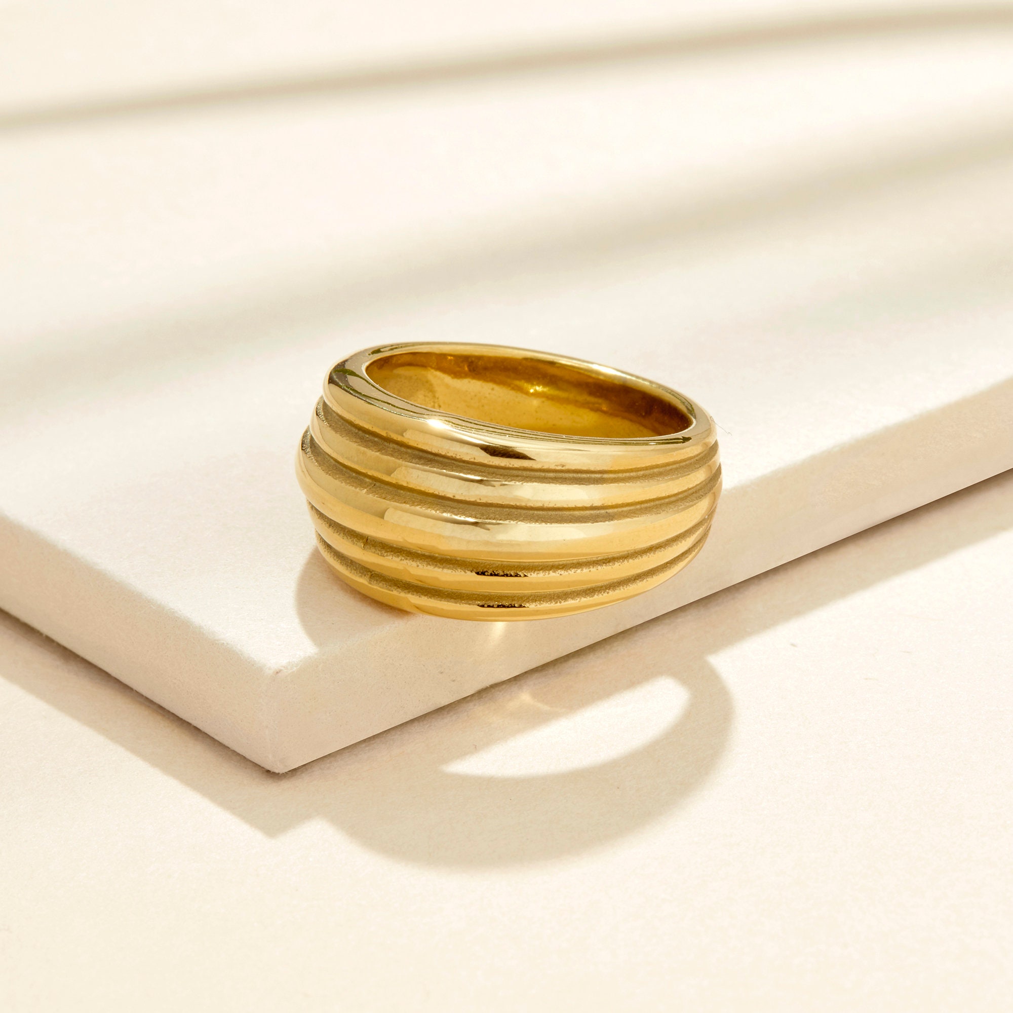 Chunky Gold Ring - Bold Ring, Thick Gold Ring, Gold Plated