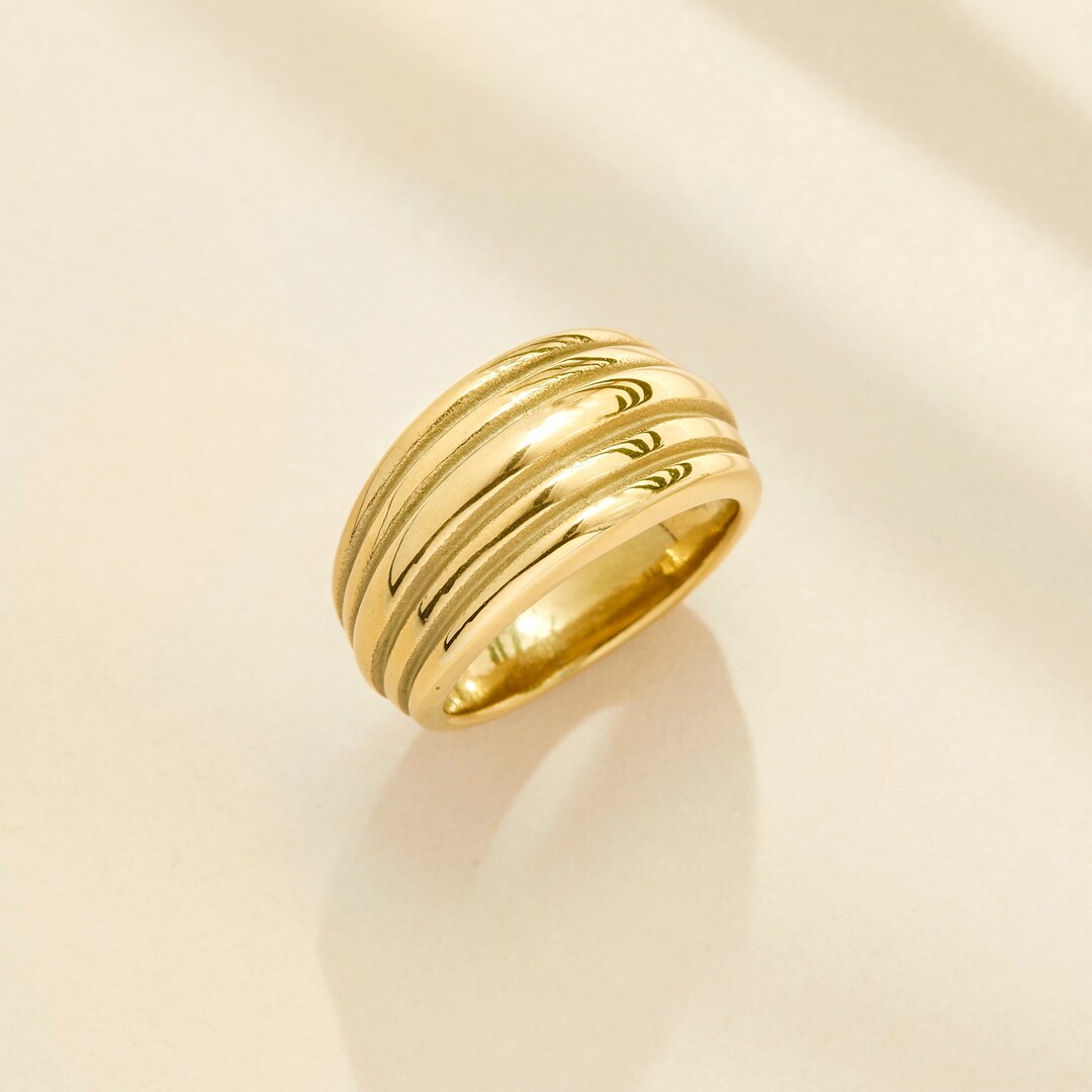 【関税込み】Chunky Ribbed Ring  Gold Ring - ANINE BING - 14 ANINE BING Delicate Pinky Ring - 14k Gold
