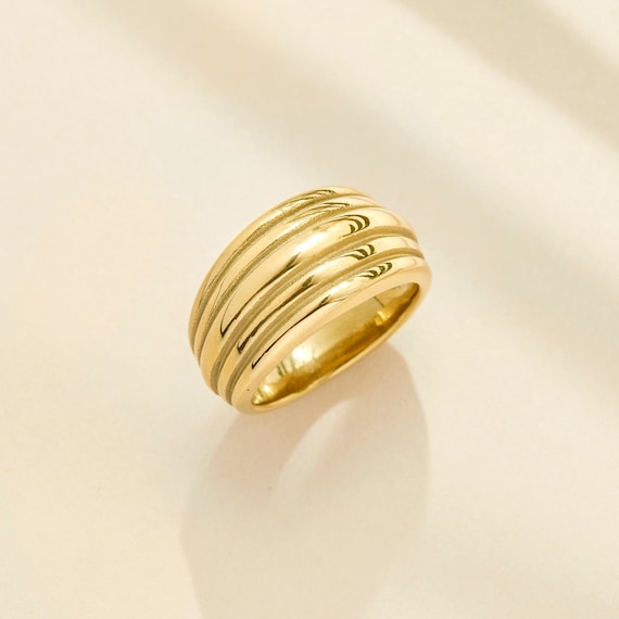 Chunky Gold Ring - Bold Ring, Thick Gold Ring, Gold Plated