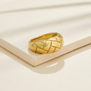 Dome Ring Gold - Croissant Ring, Titanium Ring, Chunky Gold Ring, Artisan Ring, French Style Ring, Ring Women, Gift for Her R2