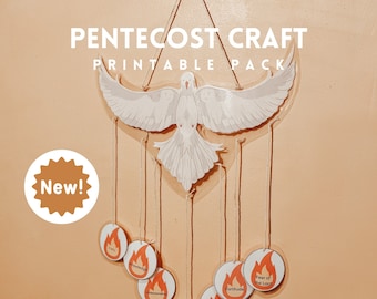 Pentecost Craft, Flame & Dove Wall Hanging, Catholic Homeschool (Digital Download)